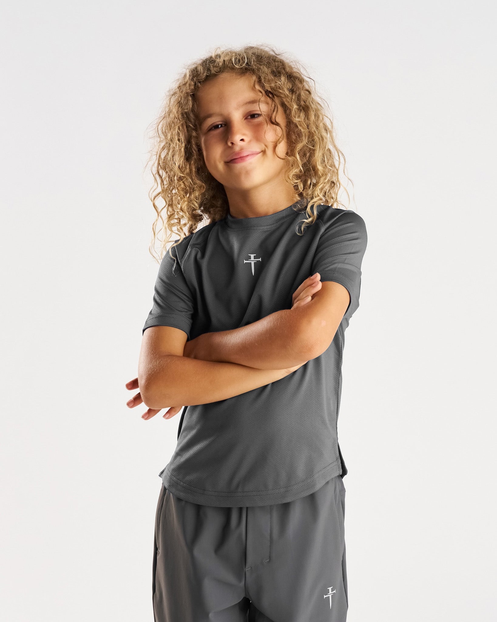 Youth Pro-Tech Tee "Cross" - Space Grey