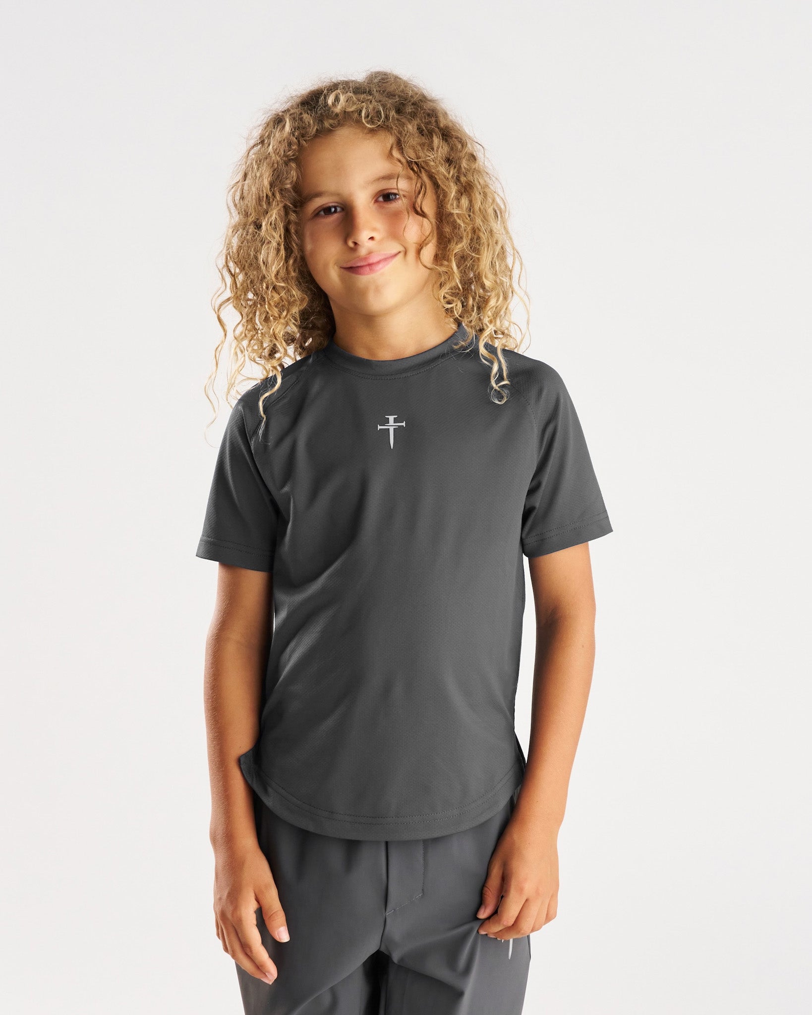 Youth Pro-Tech Tee "Cross" - Space Grey