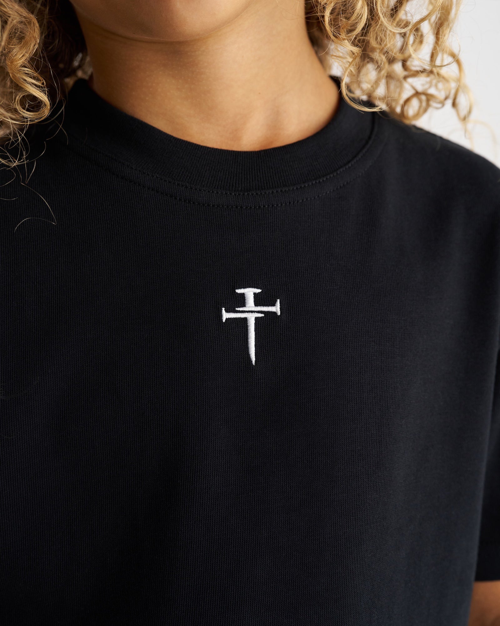 Youth Heavyweight Cotton Oversized Tee "FHG" - Black