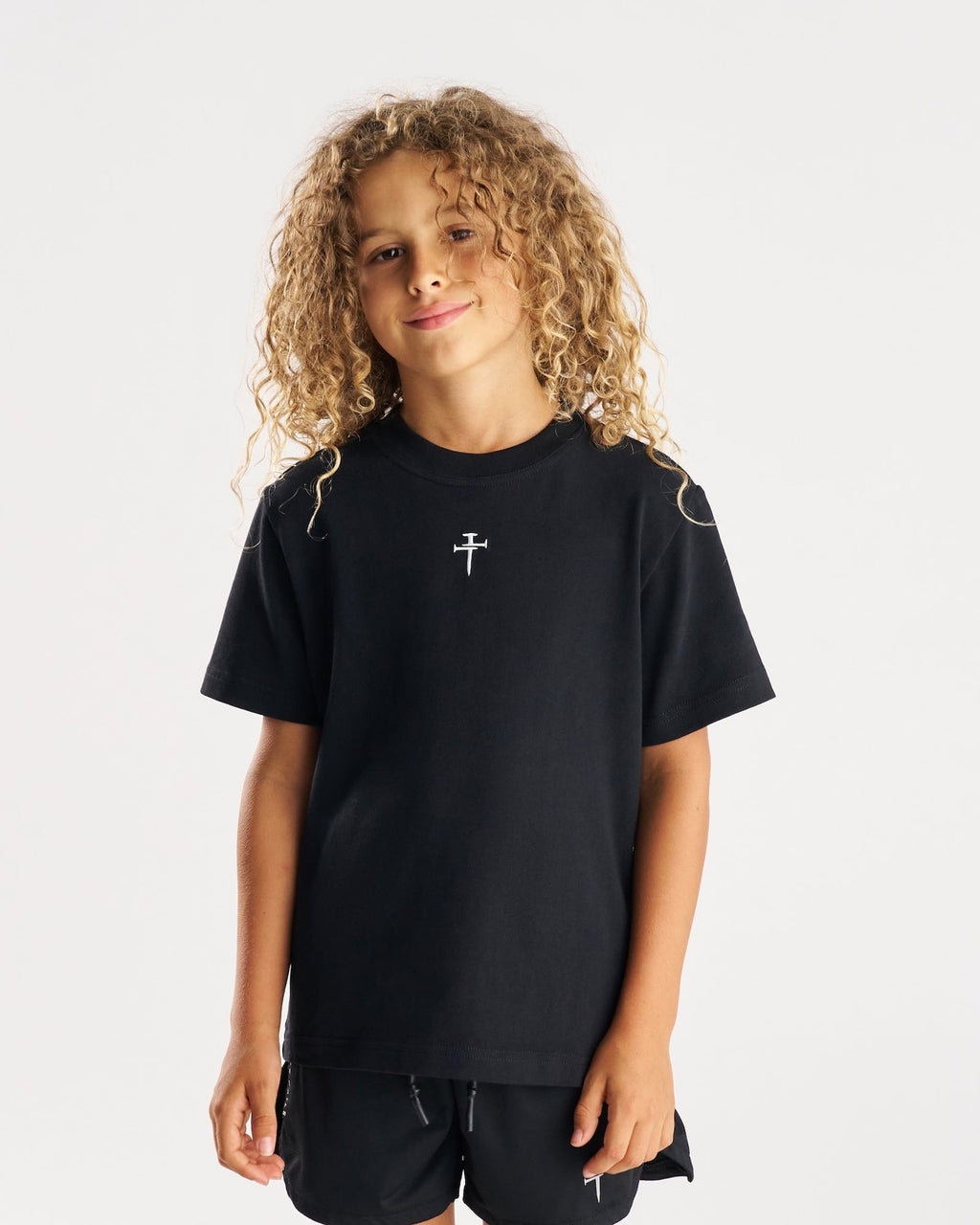 Youth Heavyweight Cotton Oversized Tee "FHG" - Black